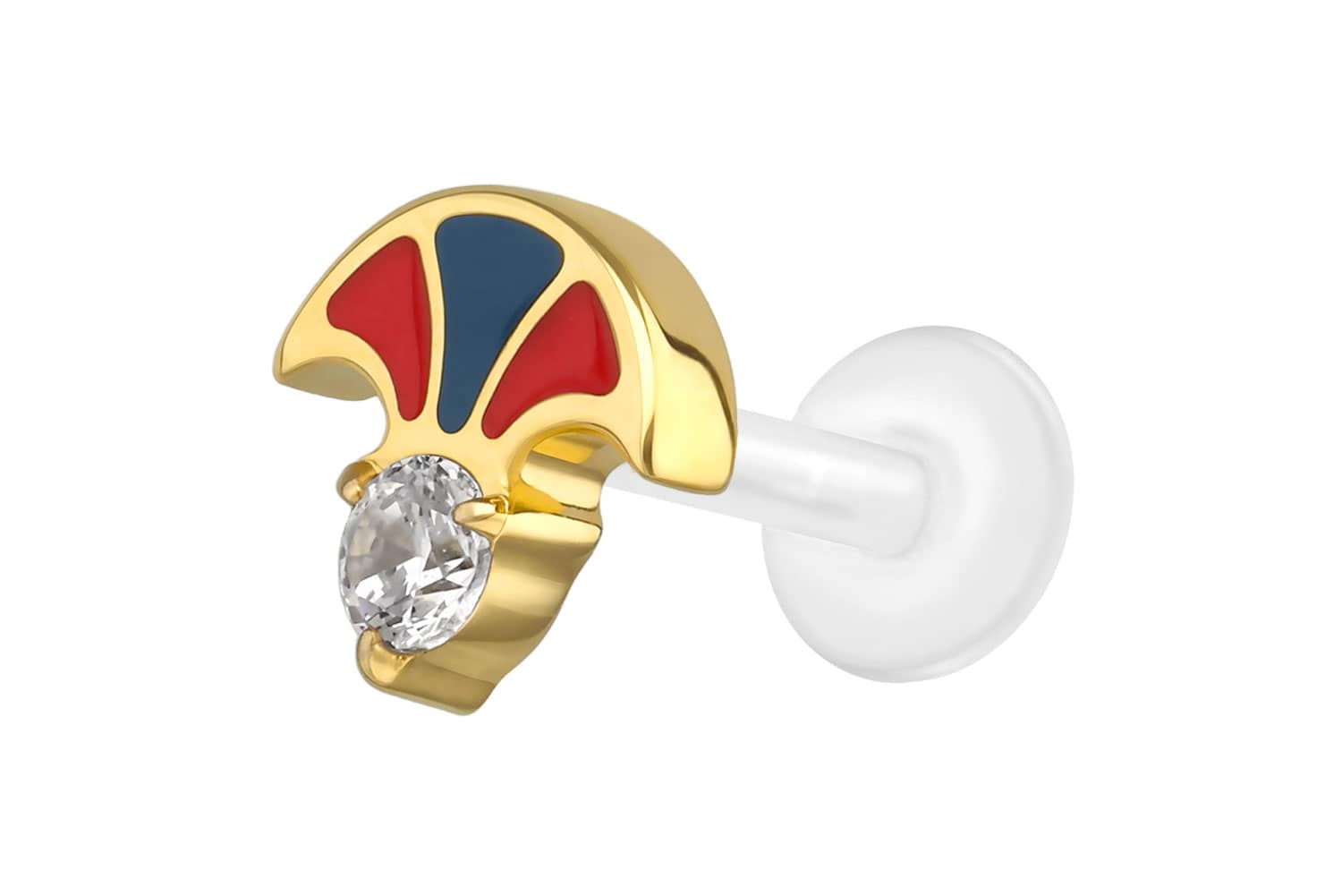 PTFE Labret Piercing mit Innengewinde + Titan-Aufsatz FÄCHER